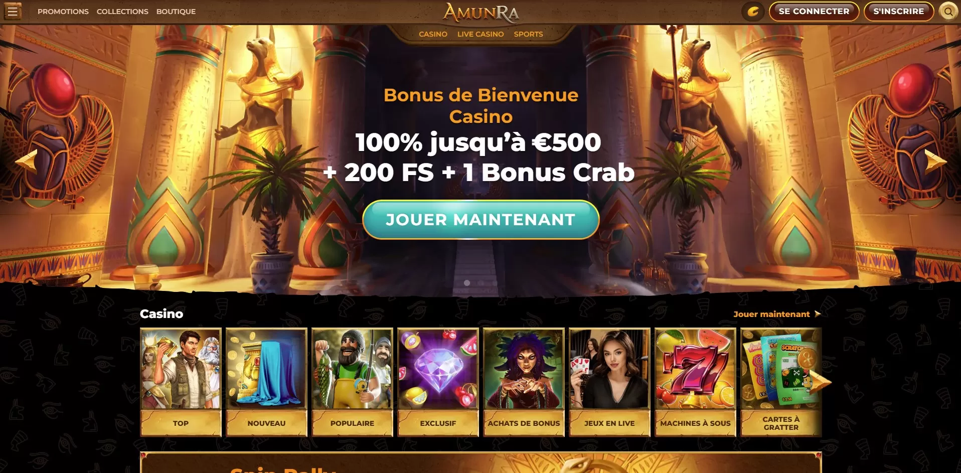 AmunRa casino main page